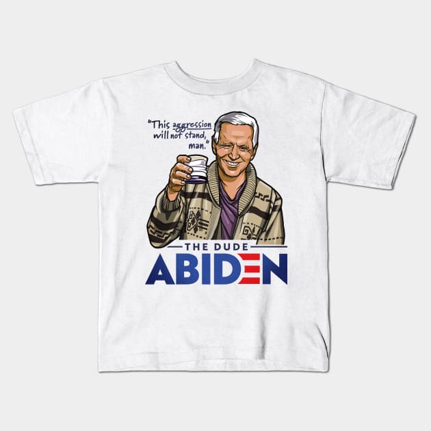 The Dude Abiden - Lebowski Kids T-Shirt by RetroReview